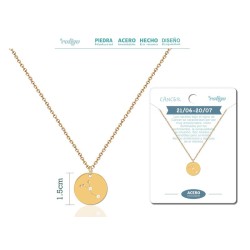 Collar Constelacion Cancer Acero Dorado - Implantacion Coleccion Constelaciones Zodiaco